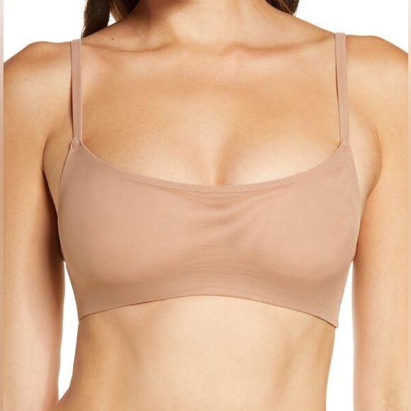 SKIMS Mesh Scoop Bralette - Ochre XL Baige Natural Sheer Minimalist Bra Top - Picture 3 of 11